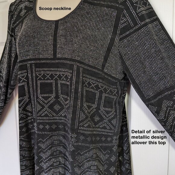 VTG 90's Rabbit Rabbit Rabbit Designs pullover black/silver metallic Top, Sz Med - Picture 10 of 11